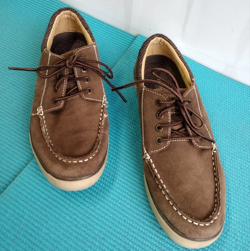 G.H Bass & Co Mens Oliver F14 Boat Shoes Loafers Leather & Fabric Brown - 10